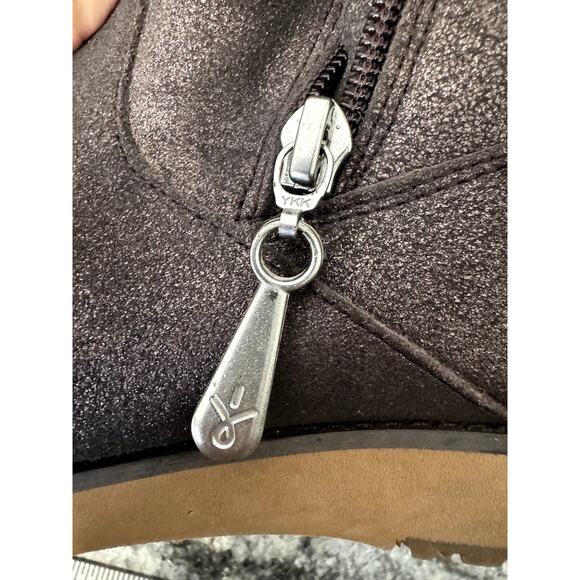 EMU Australia Booties Sherpa Lined Size 8 Brown Shimmer Zip Up - Picture 6 of 9